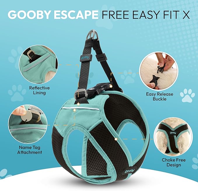 Gooby Escape Free Easy Fit X Step in Dog Harness - Seattle Blue, Medium