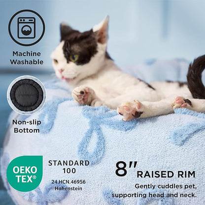 LE SURE Donut Medium Dog Bed - Round Cat Beds for Indoor Cats Calming Bed Gift for Pets, Cute Modern Beds with Jacquard Shaggy Plush & Anti Slip Bottom, 30 Inch, Ice Melt