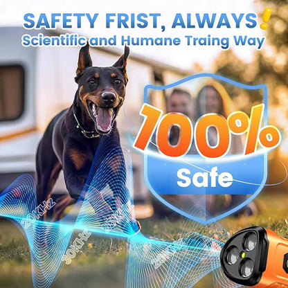 Cbersmg Dog Bark Deterrent Device 3X Anti Barking Device for Dogs, 5 Modes Stop Neighbors Dog Barks No More Safe for All Dogs 50FT Bark Control Indoor Outdoor with Flashlight,Dog Training Device