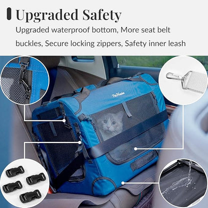 PetMasion Extra Large Cat Carrier for 2 Cats, Soft Pet Car Travel XL Bag for Large Big Cat 20lbs+, for Two Cats Long Trips Ride 24"x16.5"x16.5" with Litter Box