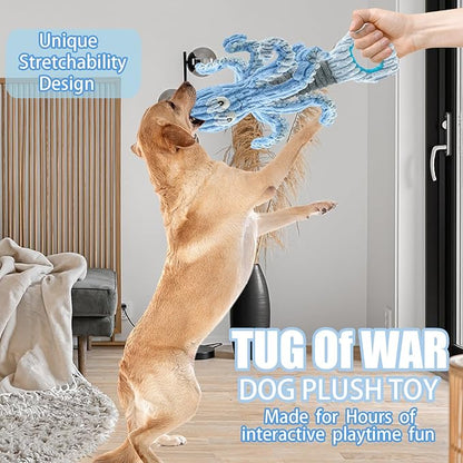 Squeaky Dog Toys, Octopus Dog Toy Interactive Tug of War Puppy Toy to Keep Them Busy(Blue)
