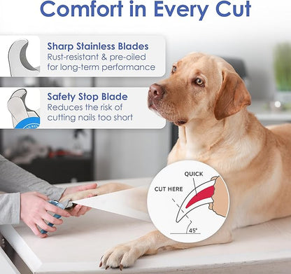 AKC - Dog & Cat Nail Clippers & Filer | Professional Pet Grooming Tool with Stainless Steel Blades | Safety Guard & Easy Grip Handle | Durable & Anti-Slip | Safe for Small, Medium & Large Pets