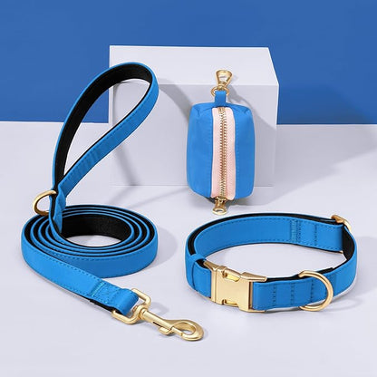 Didog Soft Padded Dog Collar for Large Dogs, Colorful and Durable Pet Collar with Quick Release Buckle, Light and Breathable for Daily Walking, Blue, L