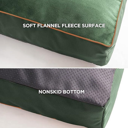 Bedsure XL Washable Dog Bed - 3 Inch Thicken Up to 100lbs Pet Mat Pillows with Removable Washable Cover, Green