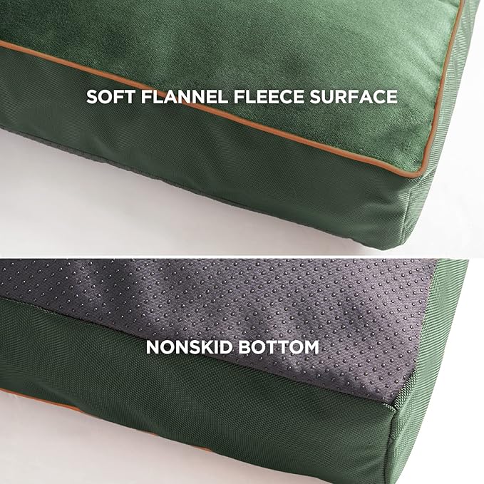 Bedsure Washable Dog Bed Medium Size Dog - 3 Inch Thicken Up to 45lbs Pet Mat Pillows with Removable Washable Cover, Green
