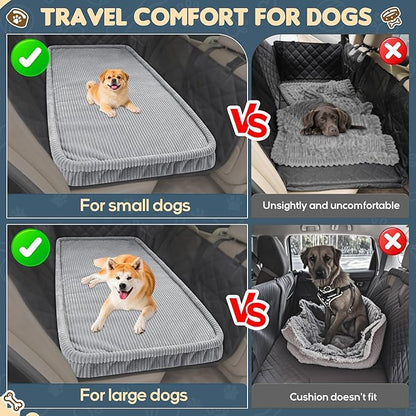 Dog Car Bed, Non-Slip Backseat Extender Pet Mat, Removable Washable Dog Bed for SUVs, Sedans & Trucks, Anti-Slip Travel Bed for Dogs, Easy Clean & Scratch-Proof & Comfort Light Gray (50"L×24.6"W×2"H))