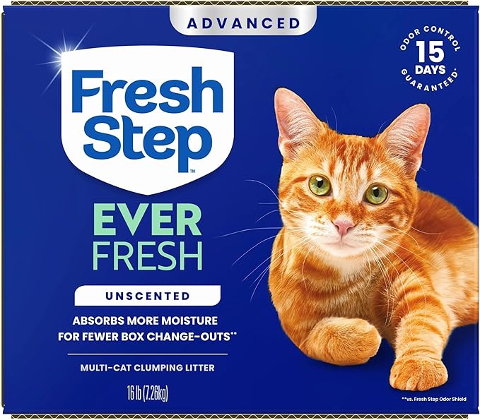 Fresh Step Ever Fresh Advanced Multi Cat Clumping Litter, Unscented, 16 lb Each, Pack of 2 (Package May Vary)