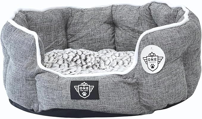 One for Pets Snuggle Pet Bed,Dog Bed, Cat Bed, Removable Washable Octagon Cuddle Bed,Anti Anxiety (Gray, Medium (22.5 Inch))