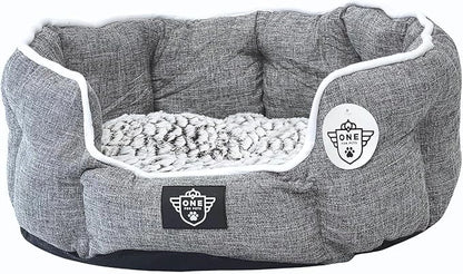 One for Pets Snuggle Pet Bed,Dog Bed, Cat Bed, Removable Washable Octagon Cuddle Bed,Anti Anxiety (Gray, Medium (22.5 Inch))