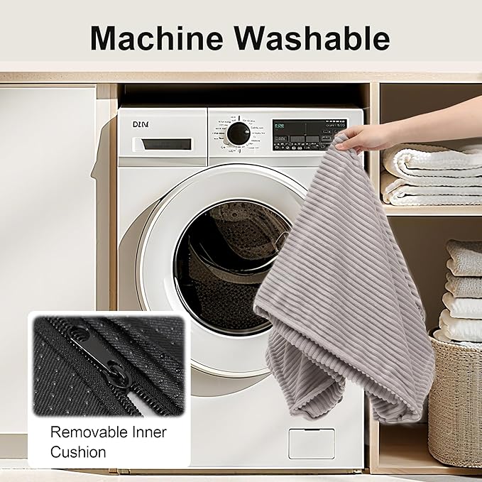 FUKUMARU 5.5-Inch Thick Dog Bed Mat, Washable Cat Bed with Waterproof Lining, Orthopedic Dog Beds for Senior Dogs, Cozy Flat Dog Kennel Bed for Crate, Non-Slip Pet Pillow Bed, Grey