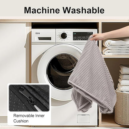 FUKUMARU 5.5-Inch Thick Dog Bed Mat, Washable Cat Bed with Waterproof Lining, Orthopedic Dog Beds for Senior Dogs, Cozy Flat Dog Kennel Bed for Crate, Non-Slip Pet Pillow Bed, Grey