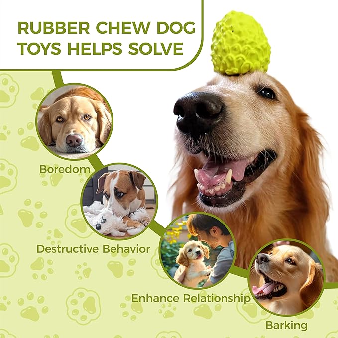 MewaJump Dog Squeaky Toys for Aggressive Chewers, Interactive Natural Rubber Chew Toy for Small Puppy Dogs, Tough Dog Toys for Medium Breed, Keep Dogs Busy, Training and Cleaning Teeth