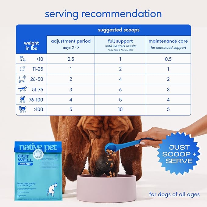 GutWell Power Poop - Digestive Enzymes & Fiber for Dogs - Dog Fiber Supplements Help with Diarrhea Relief, Upset Stomach, Pet Gas & Gut Health with Targeted Triple-Biotic Blend & M-Fiber - 120 Scoops