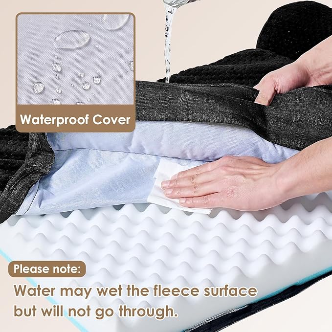 EHEYCIGA Large Dog Bed Memory Foam for Crate, Orthopedic Dog Bed Large Size Dogs with Washable Removable Cover, Waterproof Pet Sofa Couch with Nonskid Bottom, 35x22x6, Black