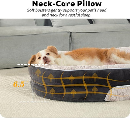 PetFun Orthopedic Dog Bed Couch for Large Sized Pets with Egg Foam Support, Four-Sided Bolster Cushions, Soft Tear-Resistant Fabric, and Removable Machine Washable Plush Cover