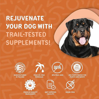 waggedy Hip and Joint Turmeric – Complete Dog Supplements for Joints with Glucosamine, MSM, HA & Omega Fatty Acids — Daily Glucosamine for Dogs to Improve Flexibility & Mobility (120 Dog Chews)
