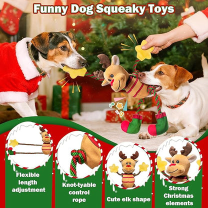 Fuufome Christmas Dog Toys for Large Dogs,Stuffed Plush Squeaky Dog Toys for Small,Medium & Large Breed,Tug of War Plush Toy,Stuffed Toy for Dogs to Keep Them Busy