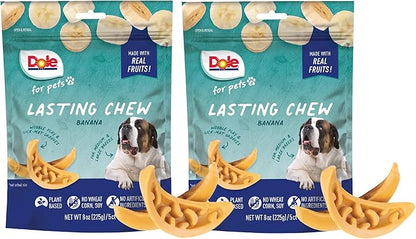 Dole for Pets Freshly Fetched Lasting Chew, Banana Flavor Dog Treats - Flavored with Real Fruit, No Wheat, Corn, Soy, Artificial Flavors, Colors, Preservatives, or Animal Products, 8 Ounce - 2 Pack