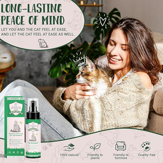 HNMTWQ Cat Deterrent Spray, Natural Safe Cat Repellent Indoor and Outdoor, Protect Your Sofa, Carpet, Protect Your Sofa, Carpet, and Curtains from Your Beloved Cat's Accidents.(150ml/5.28oz)
