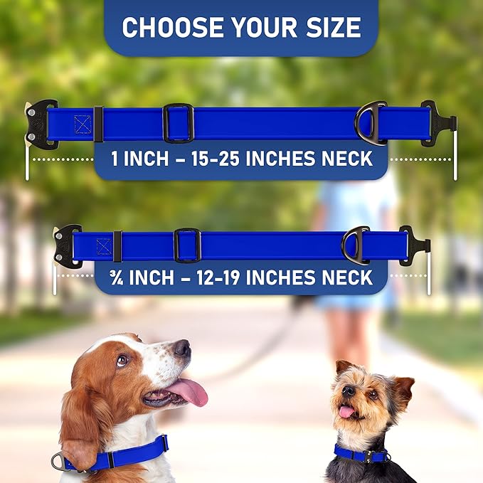 NexaPaw Biothane Dog Collar with Cobra Buckle - Made in USA - QR Code Dog Tag ID Included - Adjustable Heavy Duty Dog Collars for Medium Large Dogs - Waterproof Military Grade Tactical Collar for Dogs