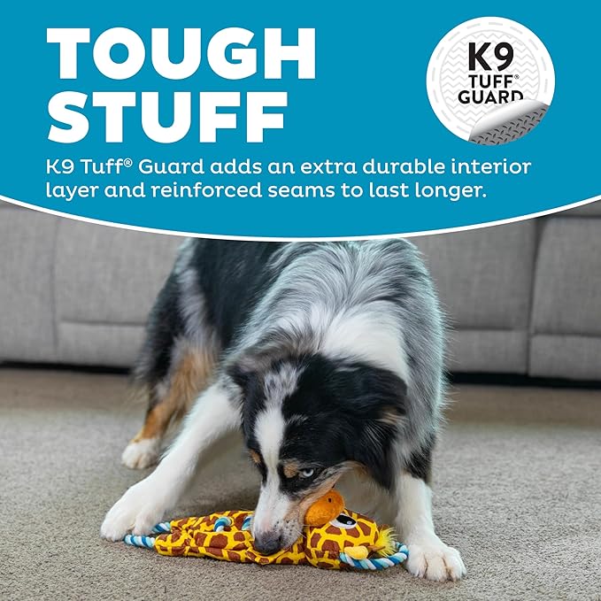 Outward Hound Ropiez Rope Interactive Dog Tug Toy for Tugging Squeaky Fun, Giraffe, Yellow, Small