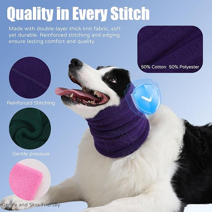 3 Pack Bundle (S, M, L) Dog & Cat Calming Band Cat Anxiety Relief Cover,Double Layer Thickened Elastic Neck Band Ear Muffs for Anxiety Relief/Noise Protection,Grooming,Thunder,Fireworks