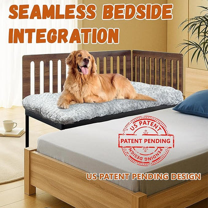 Beside Dog Bed,2 Panel Adjustable Height Dog Bunk Beds,48''x 30'' Metal Dogs Bed Frame with Cushion,X-Large