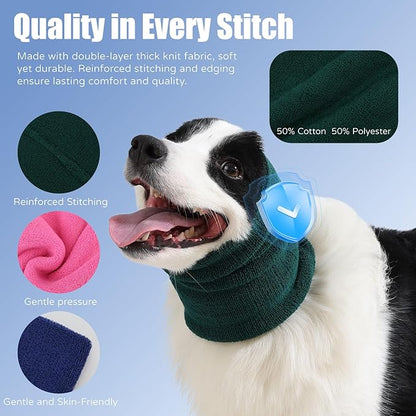 3 Pack Bundle (S, M, L) Dog & Cat Calming Band Cat Anxiety Relief Cover,Double Layer Thickened Elastic Neck Band Ear Muffs for Anxiety Relief/Noise Protection,Grooming,Thunder,Fireworks