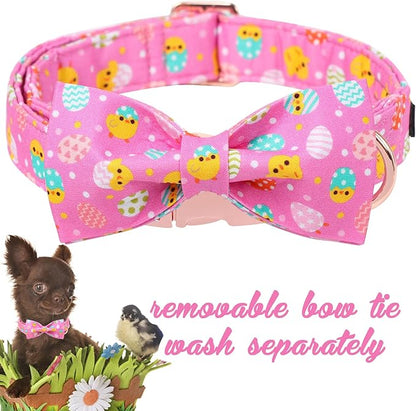Unique style paws Easter Dog Collar with Bow Easter Eggs Chicken Collar with Flower for Small Medium Large Boys Girls Dogs
