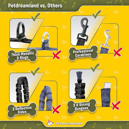 Pet Dreamland Exquisite Hands Free Dog Leash for Large Dogs. Ultimate Comfort & Freedom for Running, Walking, Hiking. Premium Quality, Durable & Versatile Waist Leash. Your Dog Will Love It.