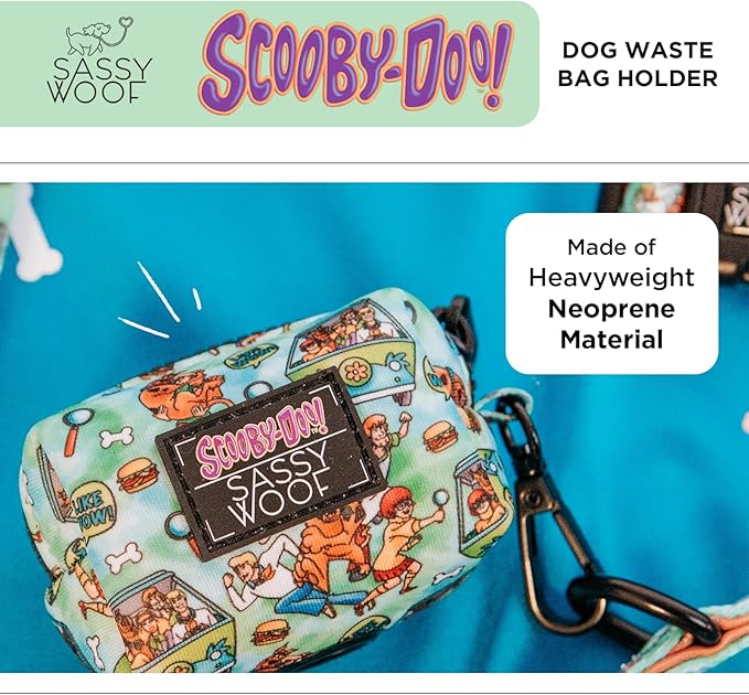 Sassy Woof Dog Waste Bag Holder – Scooby-Doo™ Waste Bag Dispenser for Leash, 3" x 2.5" x 2" – Cute & Durable Holder for Walks – Fits Standard Rolls – Pet Walking Accessory with Clip