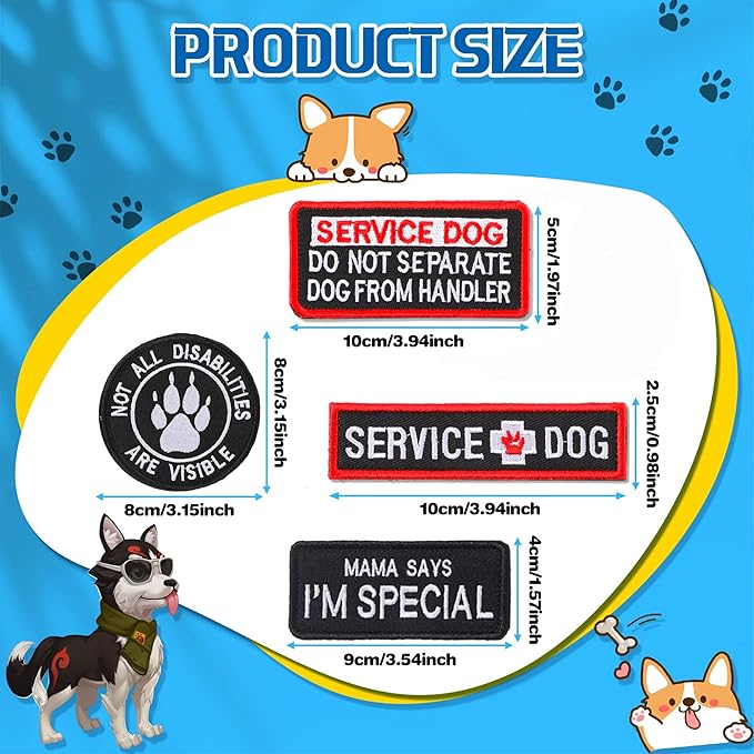 13 PCS Service Dog Patches Removable Tactical Hook Loop Harness Embroidered Do Not Pet Working Dog Patch for Vest Harnesses Collars Leashes