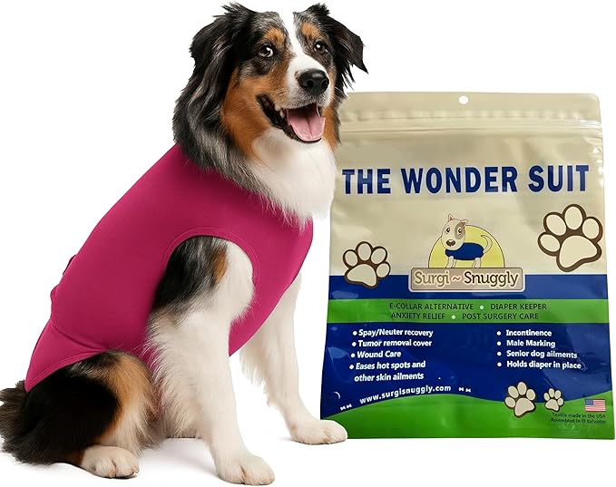 SurgiSnuggly Veterinary Invented Dog Surgical Recovery Suit for Female or Male Dogs,Spay, Neuter Onesie, The Original Surgical Recovery Bodysuit for After Surgery Small, Medium,Large Dogs Pink Small