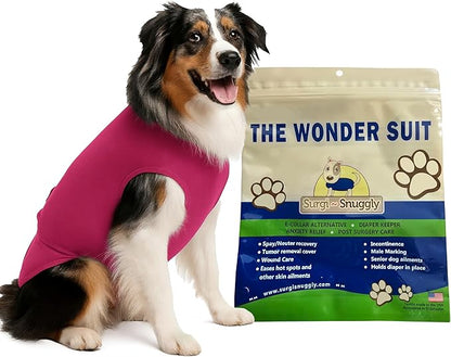 SurgiSnuggly Veterinary Invented Dog Surgical Recovery Suit for Female or Male Dogs,Spay, Neuter Onesie, The Original Surgical Recovery Bodysuit for After Surgery Small, Medium,Large Dogs Pink Small