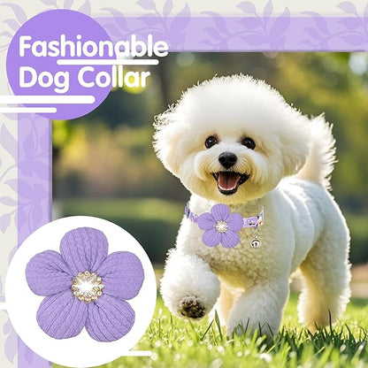 Small Dog Collar with Flower, Puppy Collar for Girl Dog Collars for Small Dogs Cute Dog Collar with Bell, Adjustable Length