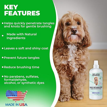 [Upgraded Version] We Love Doodles Dog Detangler Spray - Leave-in Conditioner for Dogs - Dog Detangling Spray - Dematting Spray for Dogs - Tangle Remover - Made in The USA - Large 16 fl oz (Lavender)