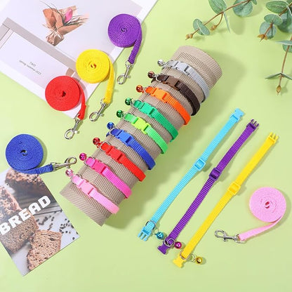 48 Pcs Puppy Collar and Leash Set, Adjustable Dog Collars with Hook and Quick Release Clip Buckle for Medium Dogs Small Pet Puppy Walking Training (Multicolor, Solid Pattern)