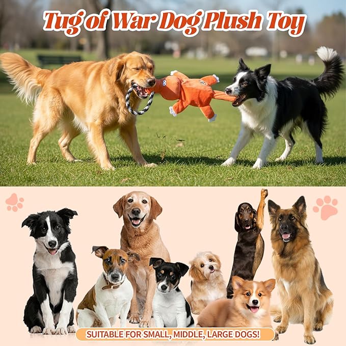 WUGO Tug of War Dog Toy - Interactive Tough Tug of War Toy with Rope Knotted Rope Puppy Toys to Keep Them Busy