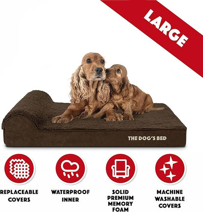The Dog’s Bed Orthopedic Headrest Dog Bed Large Brown, Memory Foam, Pain Relief for Arthritis, Hip & Elbow Dysplasia, Post Surgery, Lameness, Waterproof Washable Cover, Veterinary Approved