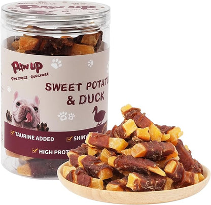 PAWUP Duck & Sweet Potato Dog Treats, High Protein Chews with Taurine for Small & Medium Dogs, Gentle on Sensitive Stomachs, 12.5 oz