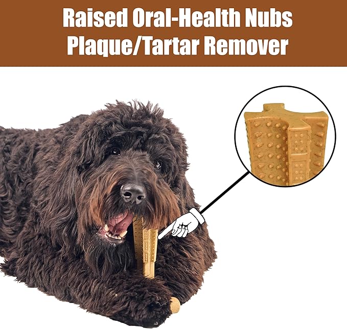 SPOT Bam-Bones Plus T-Bone, Bamboo Fiber & Nylon Dog Chew, Durable for Aggressive Chewers, Non-Splintering, for Adult Dogs & Teething Puppies Under 90lbs, 7in, Chicken Flavor