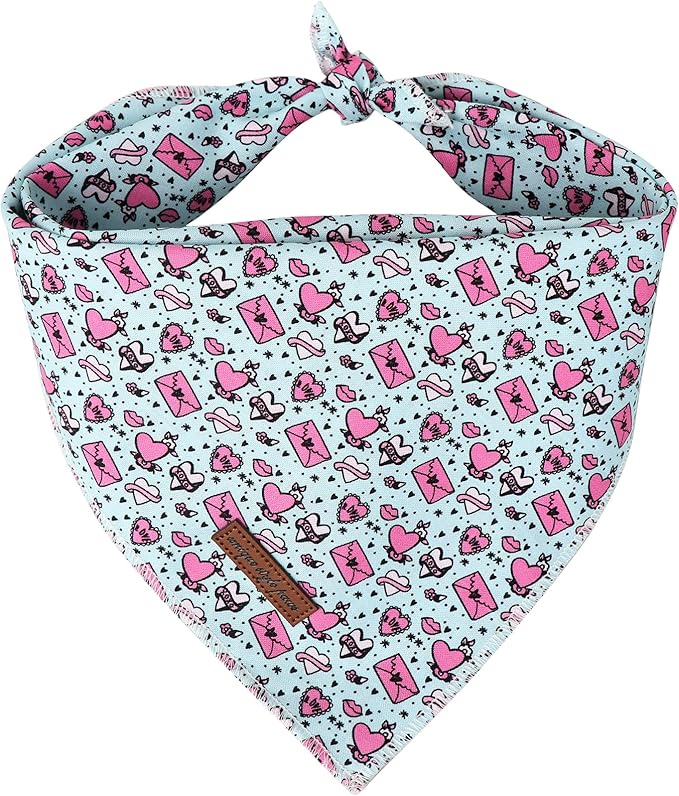 Unique Style Paws Valentiene's Day Dog Bandana Heart Print Cotton Dog Bandanas Bandana for Small Medium Large Dogs New
