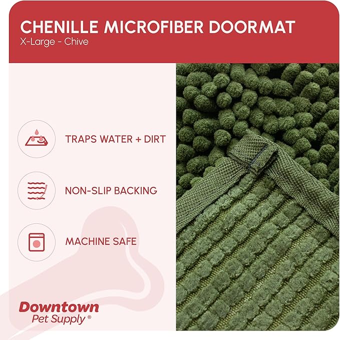 My Doggy Place Dog Mud Mat, 60" x 36" Chive – Thick Microfiber Entry Rug for Snow, Mud & Salt – Absorbent, Quick-Dry, Washer-Safe & Non-Slip, X-Large