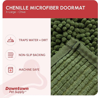 My Doggy Place Dog Mud Mat, 60" x 36" Chive – Thick Microfiber Entry Rug for Snow, Mud & Salt – Absorbent, Quick-Dry, Washer-Safe & Non-Slip, X-Large
