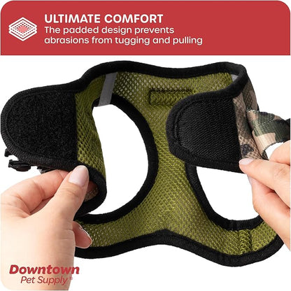 Downtown Pet Supply Step-in Dog Harness for Small Dogs - X-Small, Camo Green - Adjustable, No Pull, Reflective Trim, Padded Mesh Fabric, Buckle Strap