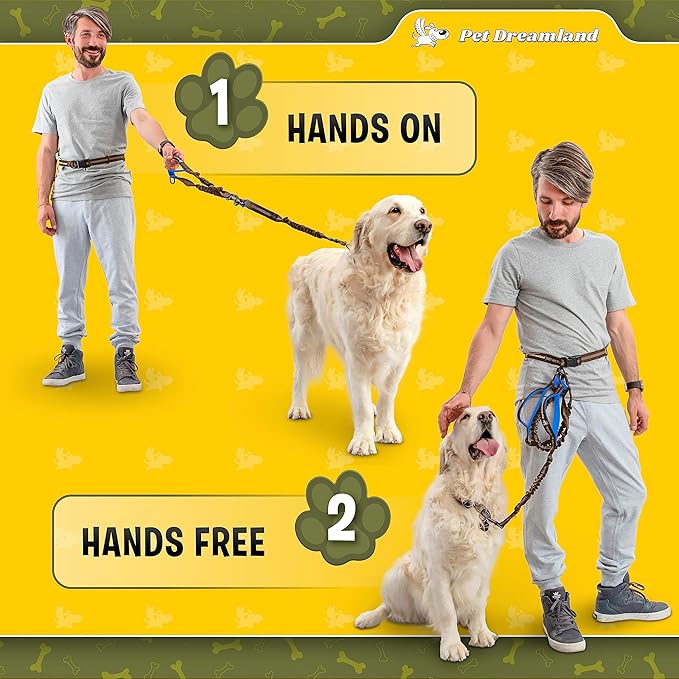 Pet Dreamland Exquisite Hands-Free Leash for Large Dogs. Ultimate Comfort & Freedom for Walking, Running, Hiking. Premium Quality & Versatile Waist Belt. Your Dog Will Love This Running Leash.