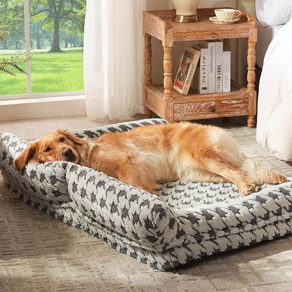 FURTIME Orthopedic Dog Beds Large Sized Dog, XL Washable Memory Foam Pet Couch Bed with Removable Washable Cover, Non-Slip Bottom with Bolster Sides, Grey