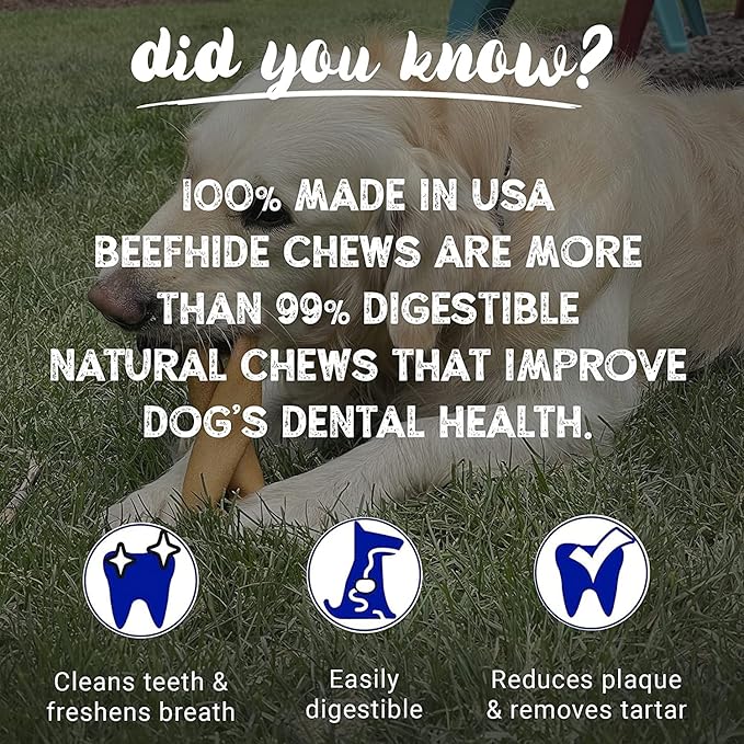Pet Factory 100% Made in USA Beefhide 5" Chip Rolls Dog Chew Treats - Peanut Butter Flavor, 20 Count/1 Pack