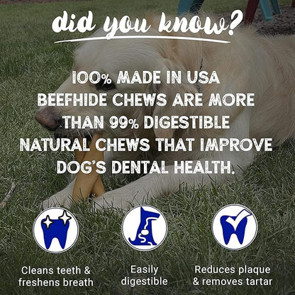 Pet Factory 100% Made in USA Beefhide 5" Chip Rolls Dog Chew Treats - Peanut Butter Flavor, 20 Count/1 Pack