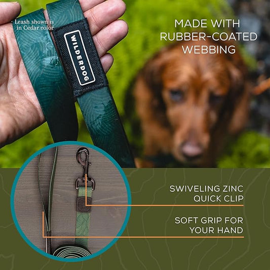 Wilderdog Waterproof Dog Leash - Repels Water & Dirt - Cedar